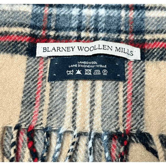 Blarney Woolen Mills Camel Sterwart 100% Lambswool Tartan Scarf, Ireland - Picture 3 of 7